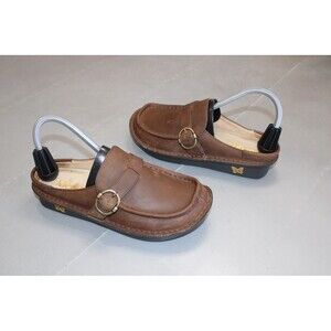 Alegria Brigid Brown Leather Slip On Clogs EU 37 US 6.5 Comfort Arch Support